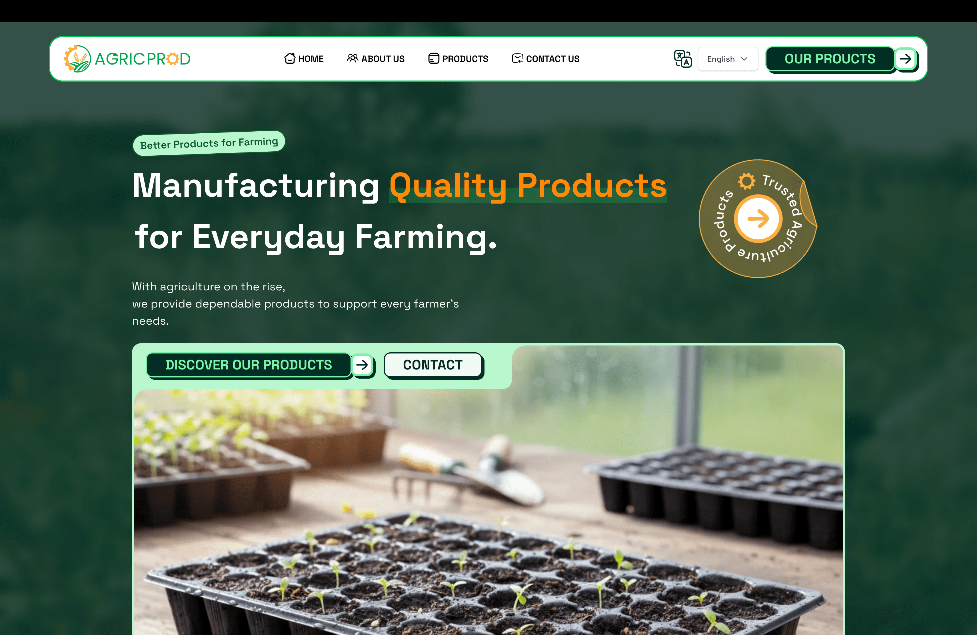 Agric-Prod: Agricultural Company Website: screenshot 1