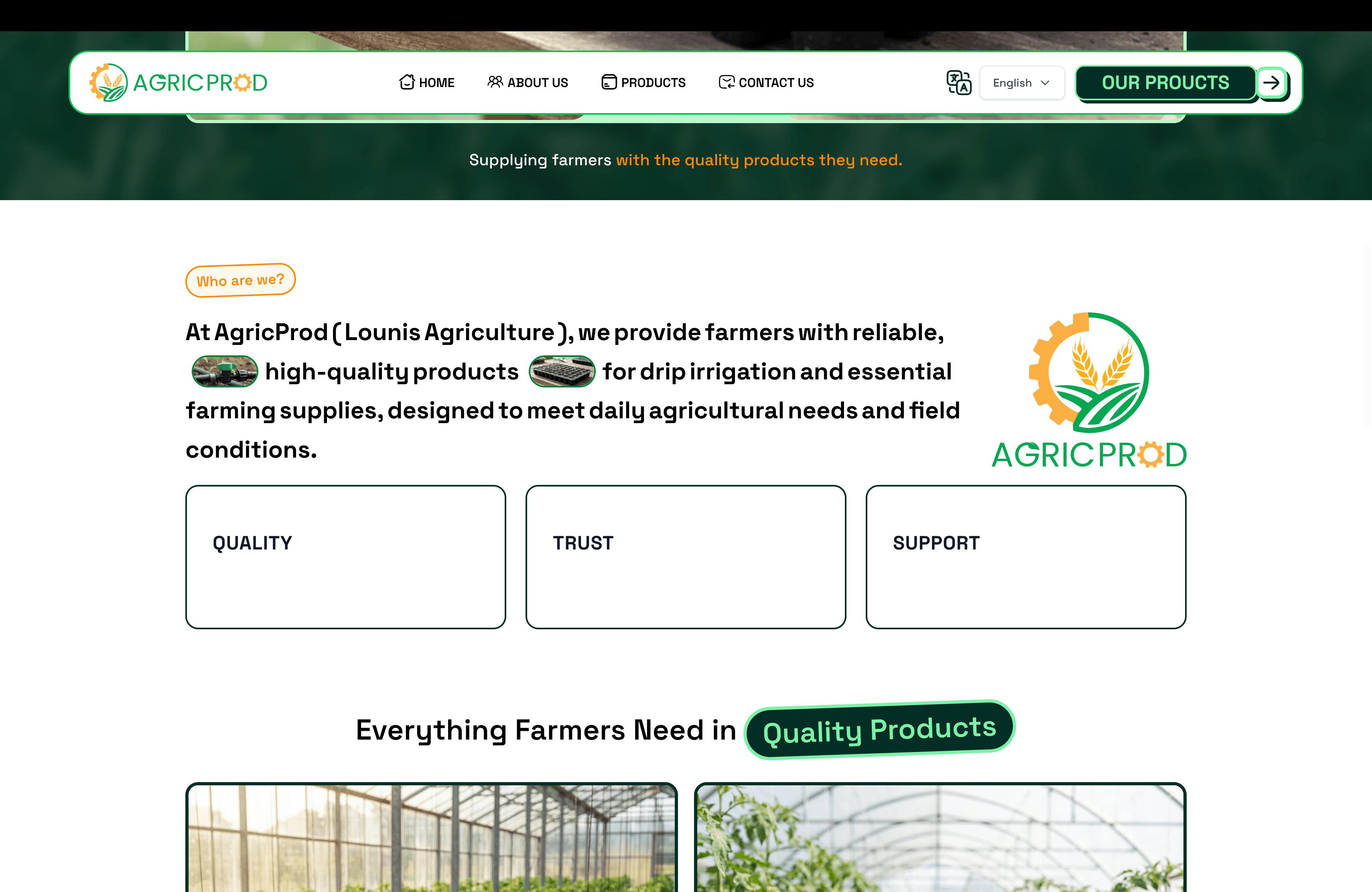 Agric-Prod: Agricultural Company Website: screenshot 2